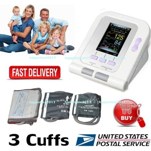 US STOCK CONTEC08A OLED Digital Blood Pressure Monitor Heart beat Monitor PC USB 3 cuff Free Shipping