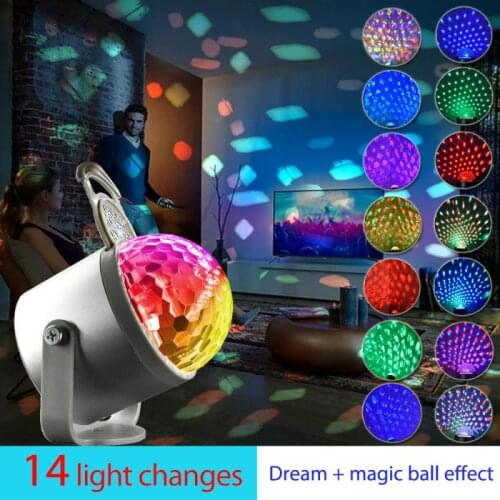 Colorful Rotating Projection Light Starry Sky Galaxy Voice Control Night Light Family KTV Car Flashing Laser Ball Stage Light