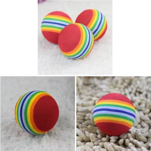 Funny Pet Toy Baby Dog Cat Toys 3.5CM Rainbow Colorful Play Balls For Pets Products E7
