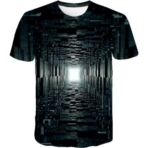 2020 Summer New High Quality 3D lllusion picture T-shirts Men Summer Black Series Print Casual 3D T Shirt Tops Tee Plus Size 6XL