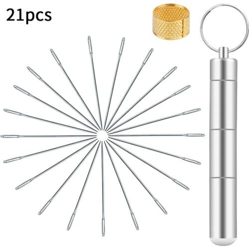 LMDZ 21 Pcs Large Eye Sewing Needles, 2.36Inch/6CM Sewing Sharp Needles, Handmade Leather Needle Embroidery Thread Needle