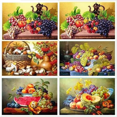 5D Diamond Embroidery Fruit & Fruit Plate New Arrival Painting Full Square Flower Mosaic Handmade Home Decoration