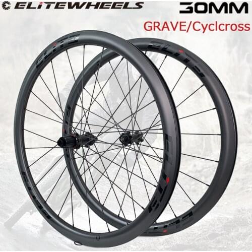 ELITEWHEELS 700c Tubeless Ready Disc Brake Carbon Wheelset 29*30mm Rims DT Swiss / 13 Types Of Hubs For Gravel Cyclocross Wheels