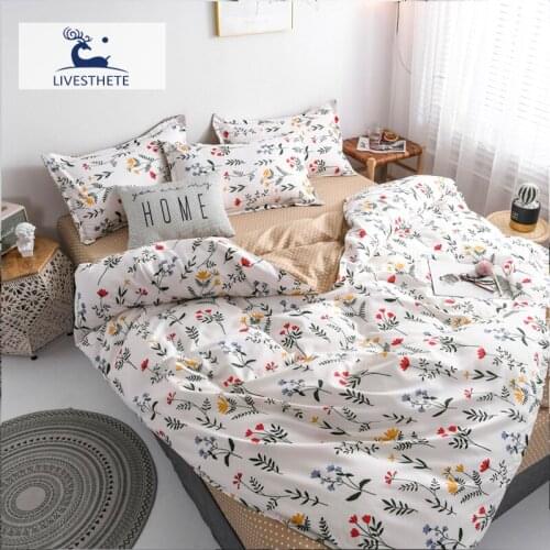 Liv-Esthete Fashion Flowers Pastoral Bedding Set Soft Printed Duvet Cover Pillowcase Queen King Bed Sheet Bedspread Flat Sheet