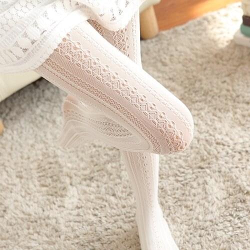 Hollow Striped sweet Women Female high waist Nylon Tights sexy lace leggings for women Lolita Tights
