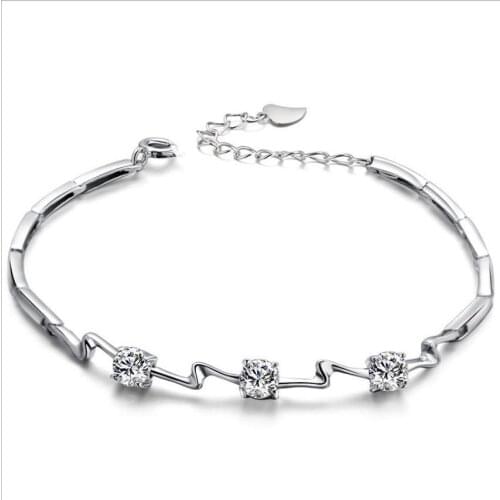 Everoyal Trendy Female 925 Silver Bracelets For Girls Bride Wedding Jewelry Fashion Crystal Square Bracelets Silver Accessories