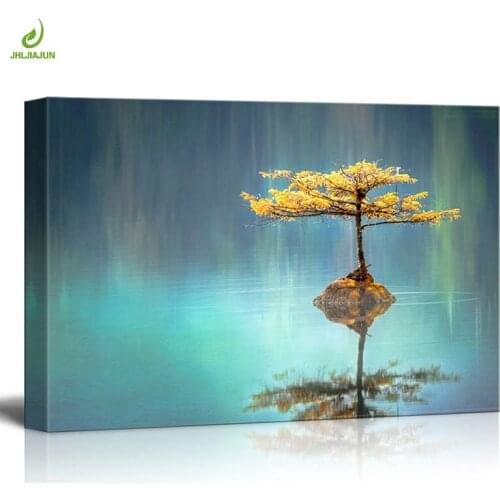 JHLJIAJUN The Tree In Middle Of The Lake Modular Painting Nordic Wall Art Print And Poster Dining Living Room Home Decor