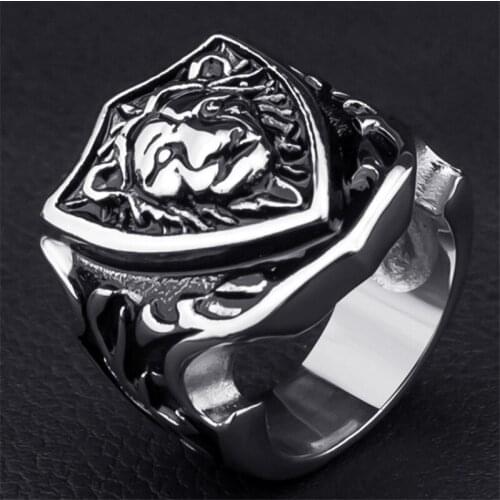 Ofertas Domineering Lion Head Shield Men Rings Punk Style For Party Alloy Male Jewelry Whole Sale Free Shipment