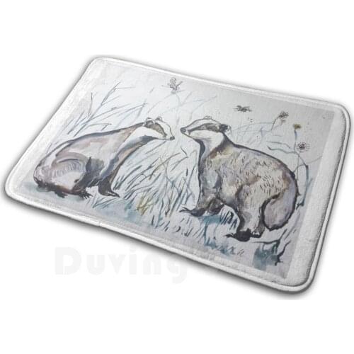 Enjoying The Outdoors Carpet Mat Rug Cushion Soft Badgers Insects Bugs Field Outdoors Wind In The Willows Badger Story