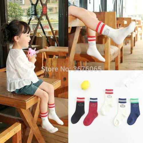 Socks for child girls warmer cotton cute socks Colorblock college wind pile baby children lovely socks kids fashion socks