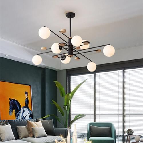 New nordic art wood iron modern magic bean pendant lamp personality restaurant living room bedroom hanging light fxitures