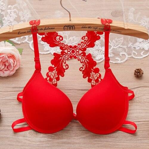 New Y-shaped Lace Beautiful Back BuckleBra With Steel Ring To Gather Girls Underwear Bra For Teenage Girl