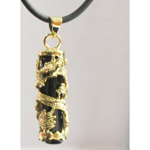 Wholesale/retail special Chinese stylenatural stone 18KGP Dragon Pendants Necklace