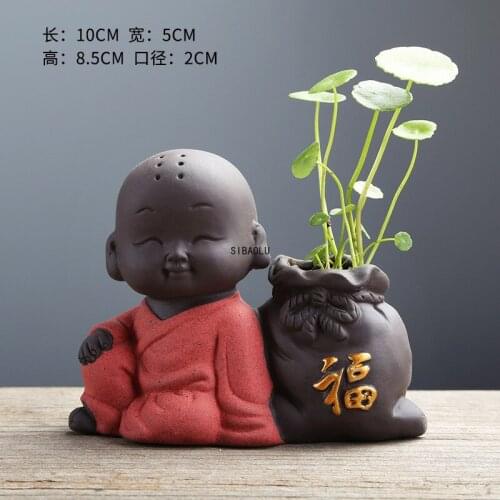 Wholesale Special Offer Cute Little Monk Hydroponic Flower Insert Bottle Creative Tea Pet Ornaments Table Tea Utensils Mini Vase