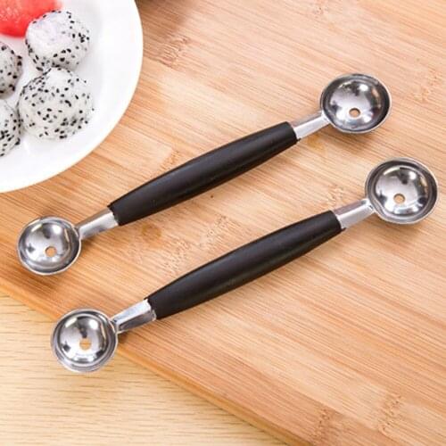 Useful Stainless Steel Melon Baller Kitchen Cut Watermelon Carving Knife Double Side Fruit Digging Spoon Ice Cream Platter Spoon