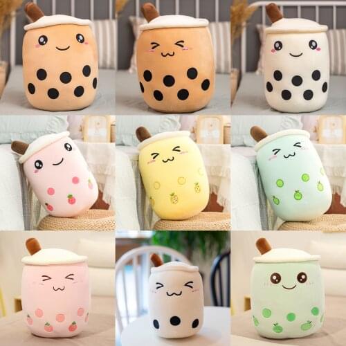 Real-life Bubble Tea Cup Plush Toy Pillow Stuffed Food Milk Tea Soft Doll Fruit Tea Cushion Kids Toys Birthday Gift