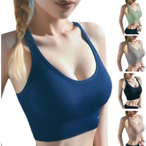Sports Bra Women Sportswear Crop Sport Top Yoga Running Bras Push Up Criss-Cross Back Vest Shockproof Underwear Gym