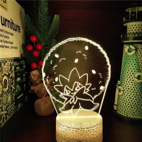 LED 3d Light Anime Pokemon Eldegoss Figures for Child Kids Gift Night Light Colorful Acrylic Table Desk Lamp for Room Decor Gift