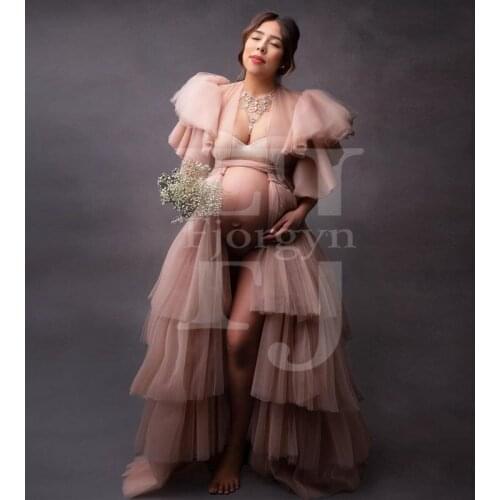 Premium Soft Tulle Pregnant Party Dresses Tiered Ball Gown Maternity Dress 2021 New Custom Made Babyshower Evening Gowns