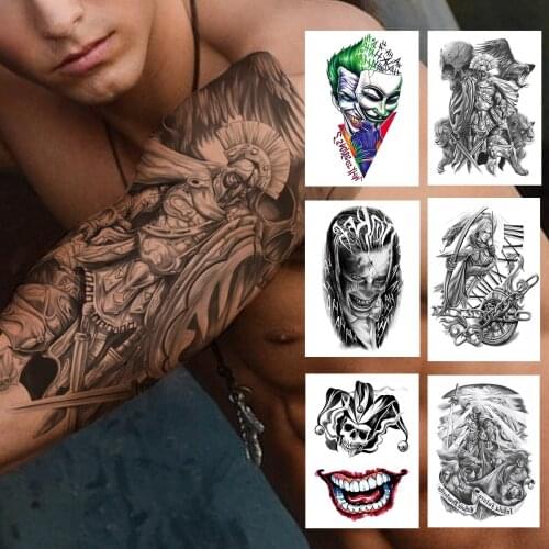 Wings Warrior Temporary Tattoos For Men Women Kids Boys Big Mouth Evil Clown Tattoo Sticker Fake Monster DIY Tatoos Halloween