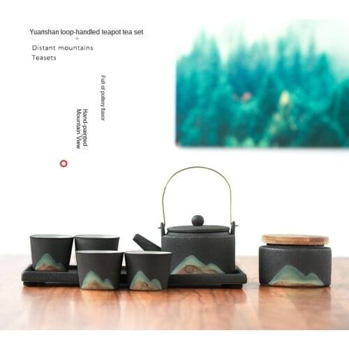 Japanese Ti Liang Hu Kung Fu Tea Office Simple Household Hand-Painted Zen Ceramic Ceramic Tea Set Tea Pot with Cup Tea Ceremony