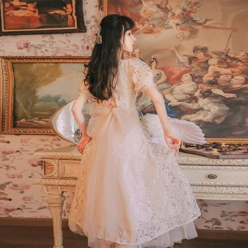 New 2021 Summer Fashion Designer Vintage Women Dresses The Girls Back Straps Bow Lace Stitching Mesh Dress