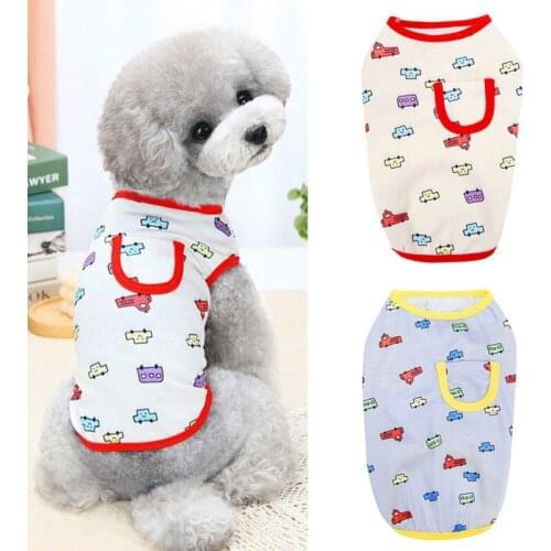 Pet Dog Vest Shirt Cartoon Cars Dog T-Shirt Clothes For Small Dogs Cats Spring Summer Breathable Puppy Vest Costume Pet Clothing