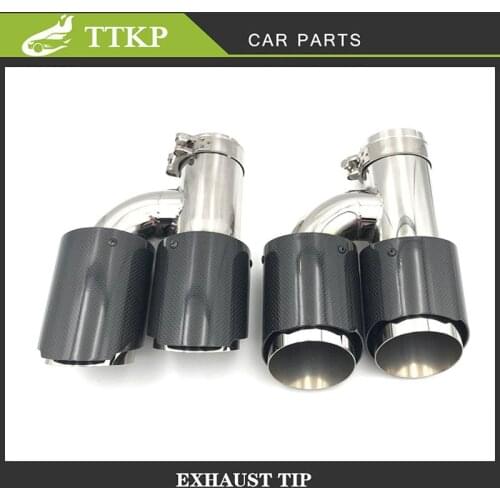 1 pair Dual Exit Performance Carbon Fiber Exhaust Tip H shape Muffler Tip tailpipe for Car Exhaust Universal Exhaust pipe
