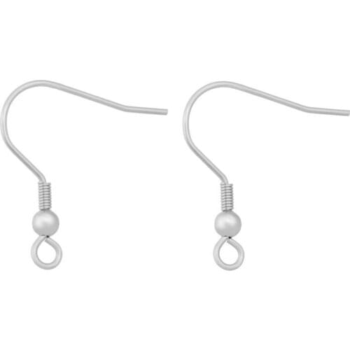 100 Pair 22x21mm 316 Stainless Steel Earring Hooks Stainless Steel Color ,Hole: 2mm; Ball: 3mm; Pin: 0.5mm F70