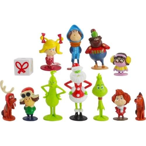12pcs/lot Grinch Action Figure Toys Grinch Max Dog Cartoon PVC Model Doll Birthday Christmas gift for Children