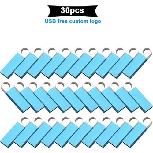 30pcs/lot High quality mini Pen Drive silver Metal USB 2.0 Pendrive 32GB 16GB High Speed Usb Flash Drive 64gb Usb Memory Disk