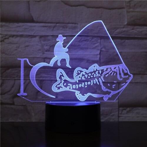 3D Lamp Visual The Sport Fishing Bedside Decoration 7 Color with Remote Touch Sensor Led Night Light Lamp Unique Gift for Child