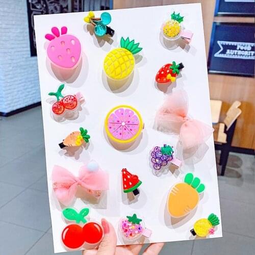 4PCS/Set New Girls Cute Fruits Bow Hairpins Sweet Children Hair Clips Barrettes Hair Ornament Headband Fashion Hair Accessories