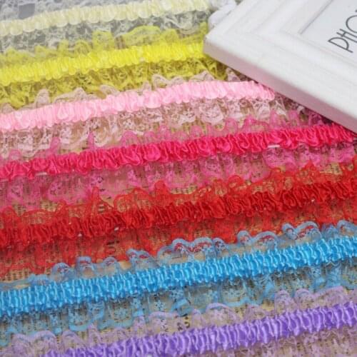 40yards 8color Vintage Ruffle satin Lace Edge fabric lace Trim Pleated Ribbon Fabric Hem 4.5CM