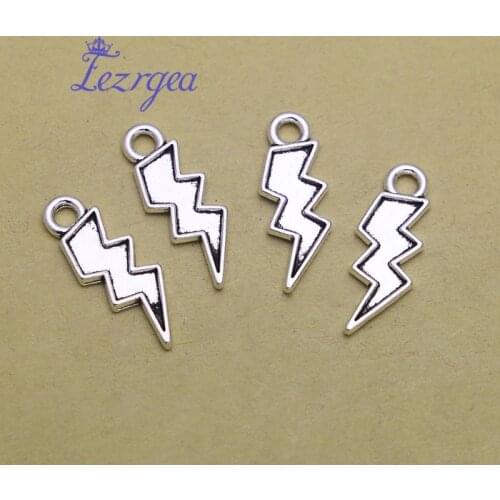 50pcs/lot--20x7mm, lightning cham,Antique silver plated lightning charms,DIY supplies,Jewelry accessories
