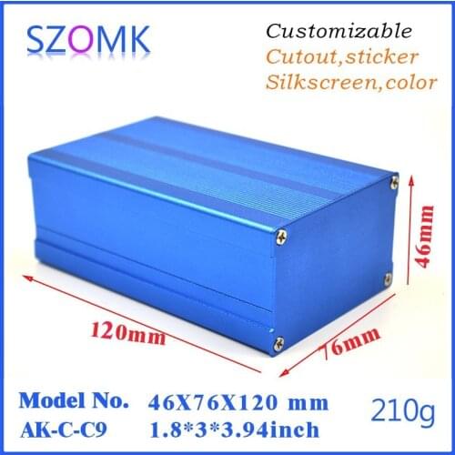 10pcs, 46*76*120mm blue szomk aluminum aplifier enclosure case aluminum project box electrical aluminum box pcb diy enclosure