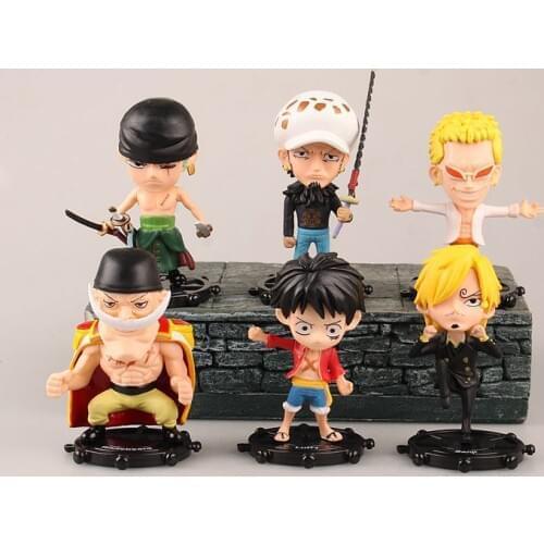 Anime One Piece Luffy Zoro Sanji Chooper Nami Boa Hancock Doflamingo PVC Action Figure Collectible Model Toys Doll 9CM 6pcs/set