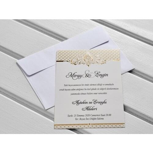 White envelope and gold pattern wedding invitations 50 pcs