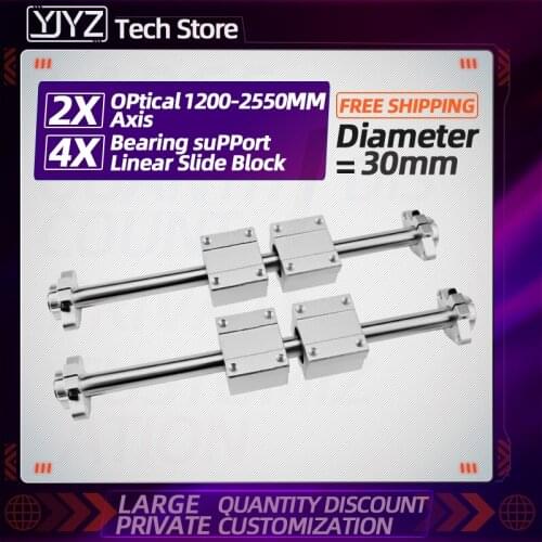 45#steel chrome-plated rod/linear optical axis/hard axis/piston rod D=30mm L-1200-2550mm+4PC SCS-30UU and SHF30 for 3D printer