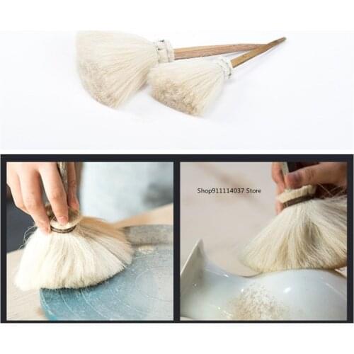 Pottery Tools Sweeping Gray Pen Moisturizing Pen Big Head Cleaning Wooden Brush For Pottery Polymer Clay Ceramics Tools