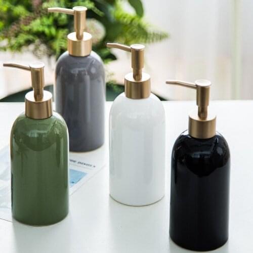 Ceramic Liquid Soap Dispenser Bathroom Shampoo Shower Gel Bottle Gold Head Bath Hardware Wedding Gifts Birthday Presents