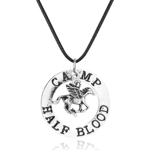 Fashion Jewelry Antique Silver Color Charm Percy Jackson CAMP HALF Blood Flying Horse Pendant Necklaces Men Women Gifts