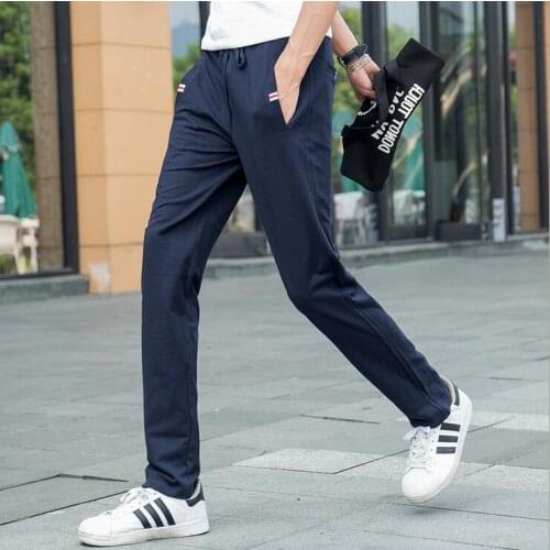 KEENEST Men 's Running Pants Trousers Spring Autumn Straight Cotton Loose Large Size Autumn Thin Pants