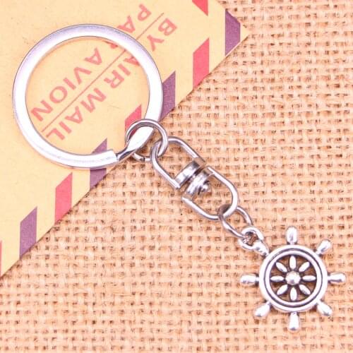New Fashion Keychain 22x20mm ships wheel helm rudder Pendants DIY Men Jewelry Car Key Chain Ring Holder Souvenir For Gift