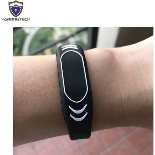 New RFID Wristbands EM4100 125KHZ Silicone bracelet black adjustable (pack of 2)