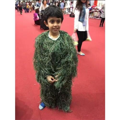 New Forest Design Camouflage Ghillie Suit grass type hunting clothing design for 7-12 years old teenagers 3D bionic clothes
