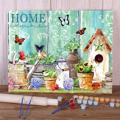 Landscape House Coloring By Numbers Painting Package Acrylic Paints 40*50 Painting On Canvas Decoration For Adults Art