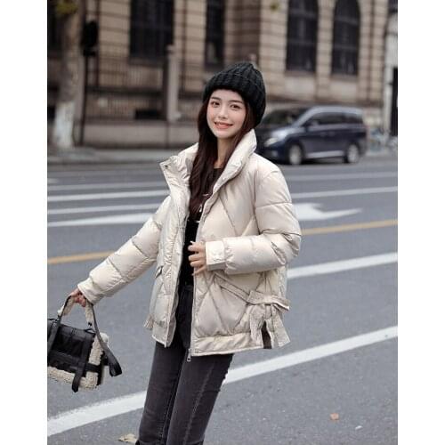 Casual Winter Parkas 2021 New Glossy Cotton Jacket Women Stand Collar Coats Korean Fashion Short Bread Jackets Female Y309