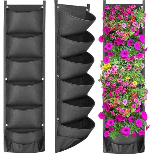 Garden Planter Floer Pots Vertical Hanging Layout Waterproof Wall Mount Hanging Flowerpot Bag Indoor Outdoor Use for Home Garden