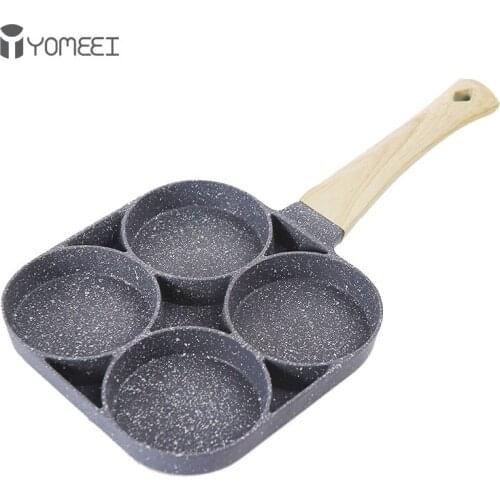 YOMEEI Four-hole Frying Pan Non-stick Pancake Steak Pan Aluminum Alloy Egg Ham Pot Breakfast Cooking Pot Kitchen Tools